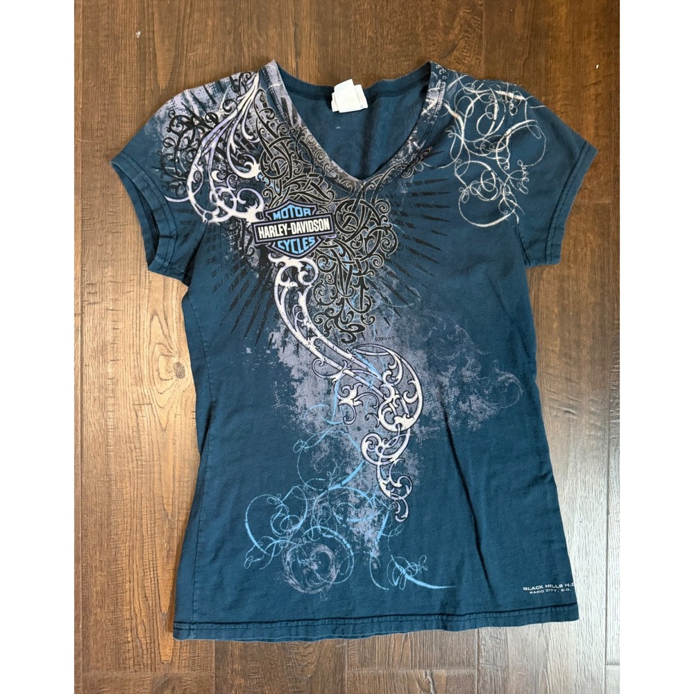 Harley-Davidson Black Hills Rapid City SD Tribal Scroll Tee Navy XL